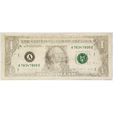 UNITED STATES OF AMERICA 1988 . ONE 1 DOLLAR BANKNOTE . ERROR . MISSING INK